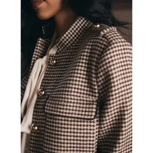 Mint Velvet Brown Checked Military Jacket